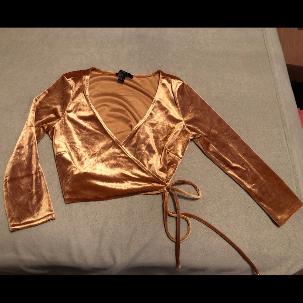 Gold velvet wrap crop top. Worn once